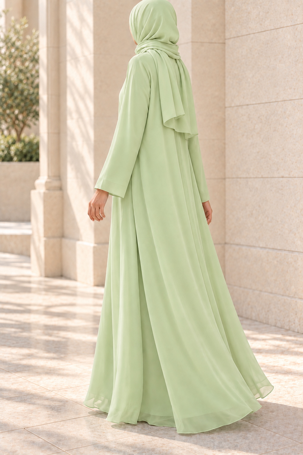 Matcha Double Chiffon Abaya