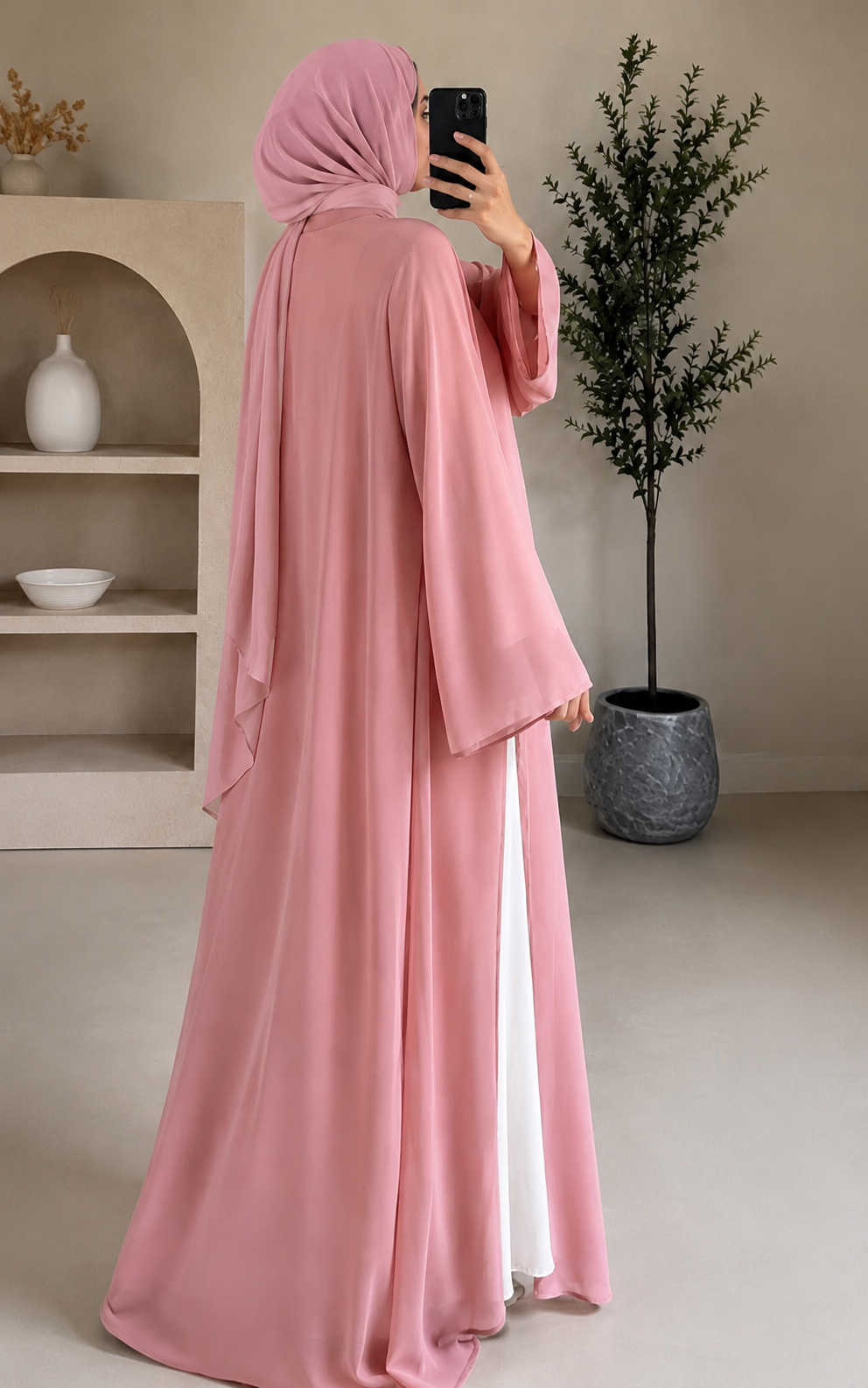 Rosewater Double Chiffon Abaya